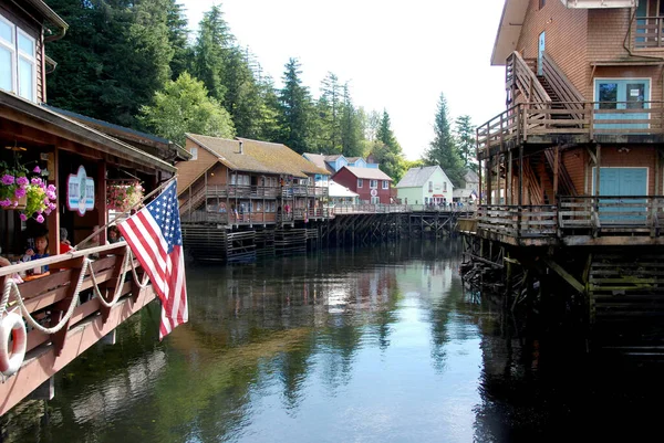 Ketchikan Alaska Usa Augusti 2012 Träbyggnader Historiska Creek Street Gång — Stockfoto