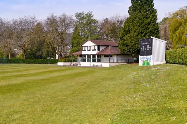 Pontypridd Wales April 2021 Paviljong Och Resultattavla Vid Cricketbanan Ynysangharad — Stockfoto