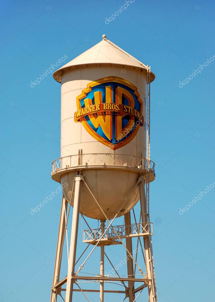 Los Angeles, California, USA - March 2009: Company logo on the water tower at the Warner Brothers Studios in Burbank.
