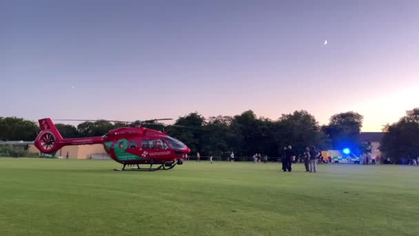 Pontypridd Wales July 2021 Helicopter Wales Air Ambulance Service Sports — Stock Video