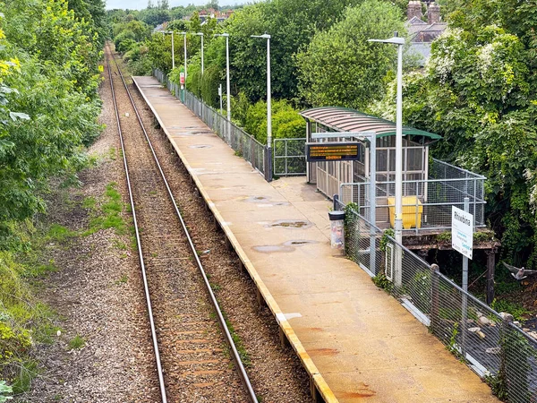 Cardiff Gales Julio 2021 Vista Aérea Línea Divisoria Estación Ferroviaria — Foto de Stock