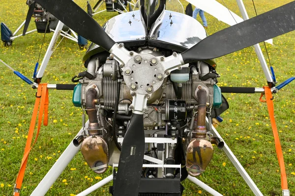 Popham Basingstoke August 2021 Close View Propeller Rotary Engine Microlight — 스톡 사진