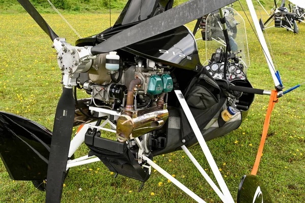 Popham Basingstoke August 2021 Close View Propeller Rotary Engine Microlight — 스톡 사진