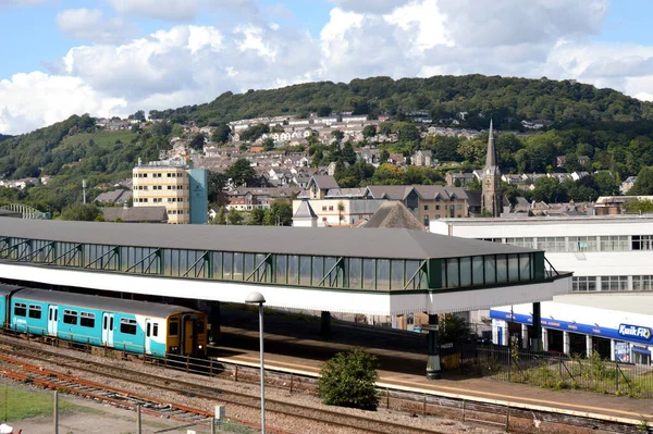 Pontypridd Wales August 2018 Blick Über Die Stadt Und Ihren — Stockfoto