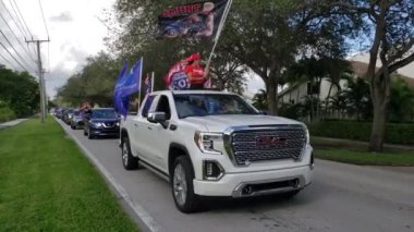 Güney Miami 'de Trump Car Parade, Florida 4K.