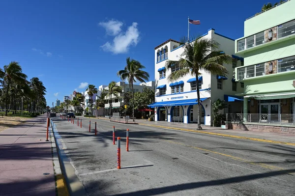 Αδειάστε τους δρόμους του South Beach, Φλόριντα κάτω από covid 19 κλεισίματα τον Μάρτιο του 2020. — Φωτογραφία Αρχείου