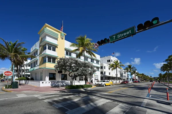 Rues vides de South Beach, Floride sous covid 19 fermetures en Mars 2020. — Photo