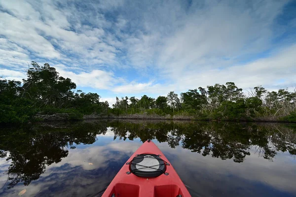 佛罗里达州Everglades国家公园冬季多云景观下的红皮划艇. — 图库照片