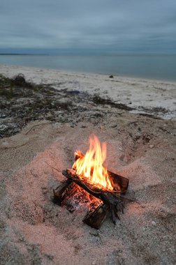 Everglades Ulusal Parkı, Florida 'daki Middle Cape Sable' da kamp ateşi..