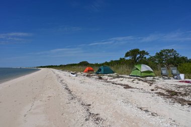 Everglades Ulusal Parkı, Florida 'daki Middle Cape Sable' da bir plaj kampı..