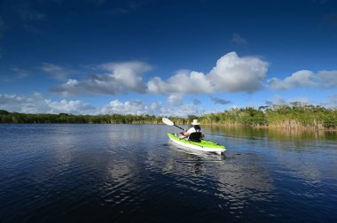 Everglades Ulusal Parkı, Florida 'daki Nine Mike Pond' da aktif son sınıf kanosu..
