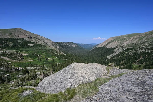 Gunung, hutan dan lembah Indian Peaks Wilderness, Colorado. — Stok Foto
