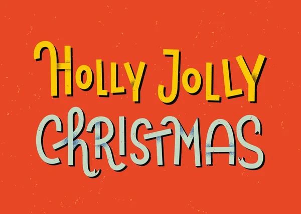 Letras de Natal da Holly Jolly. Cartão de saudação tipográfico com —  Vetores de Stock