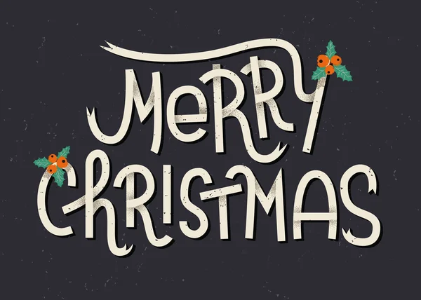 Merry Christmas napis. Typograficzne kartkę z życzeniami z ciemnym b — Wektor stockowy