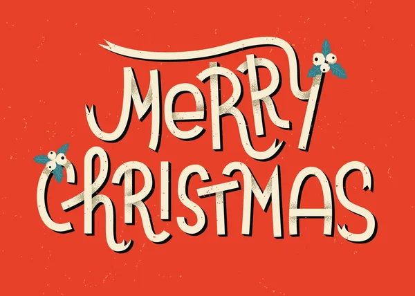 Merry Christmas napis. Typograficzne kartkę z życzeniami z ba czerwony — Wektor stockowy