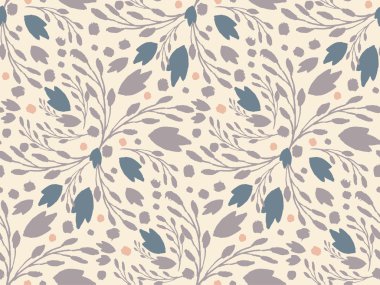 Organik çiçek desenli sessiz renklerde