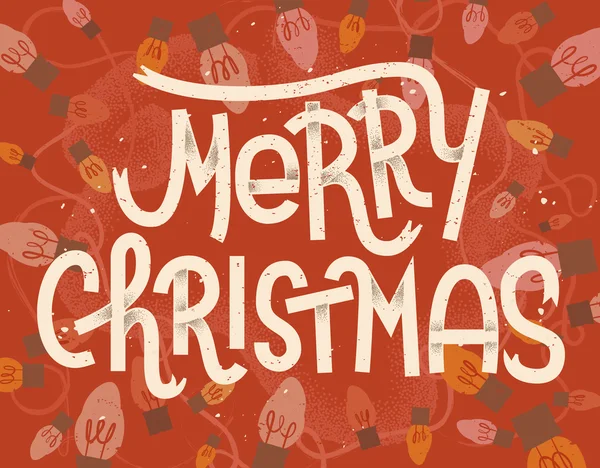 Merry Christmas napis. Rocznika kartkę z życzeniami z Boże Narodzenie — Wektor stockowy