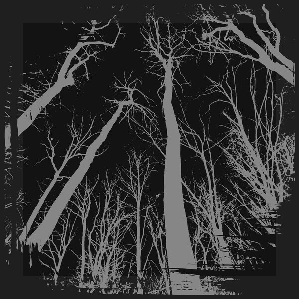 Spooky grunge forest illustration for halloween