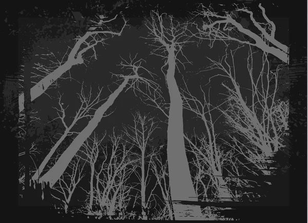 Gruselige Grunge-Wald-Illustration zu Halloween — Stockvektor