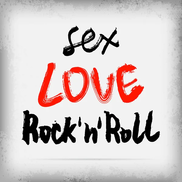 Sesso, amore, rock'n'roll poster design — Vettoriale Stock