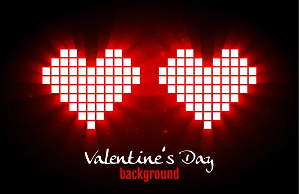 Lichtend pixel hart voor Valentijnsdag ontwerpen. Online daten, — Stockvector