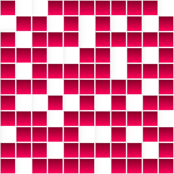 Bezszwowe biały i czerwony wzór kwadratowy, 3d streszczenie wektor tle — Wektor stockowy