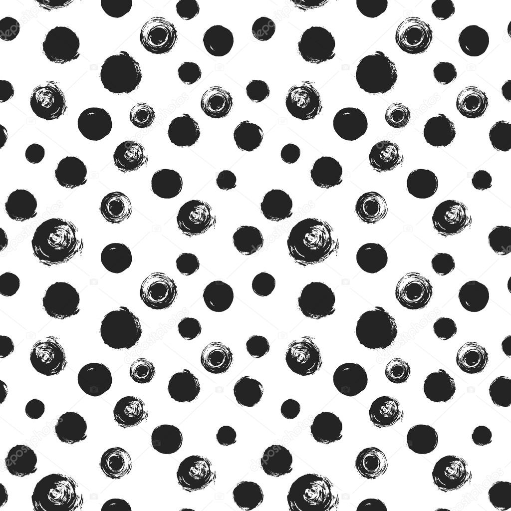 Grunge circle paint smear circles, black and white  seamless vec