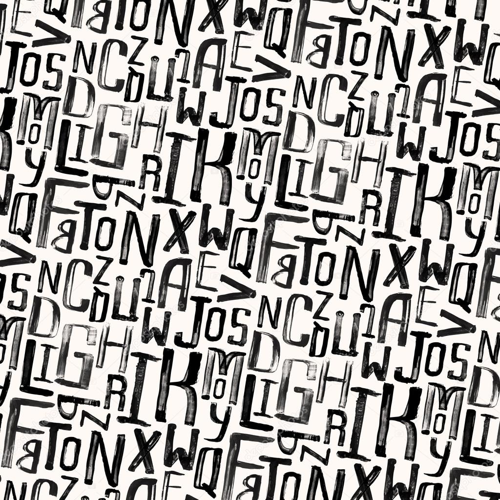 Vintage style pattern, uneven grunge letters of random size