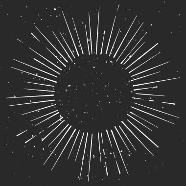 Vintage el ışınları, yıldız patlaması şablonuyla ile çizilmiş eclipse bir