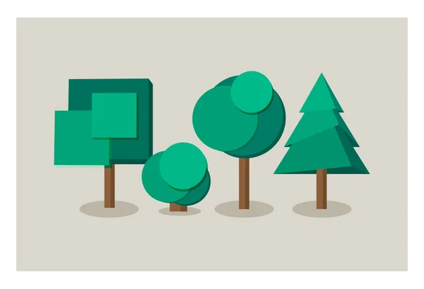 Zestaw ikon drzewo w stylu płaski — Wektor stockowy