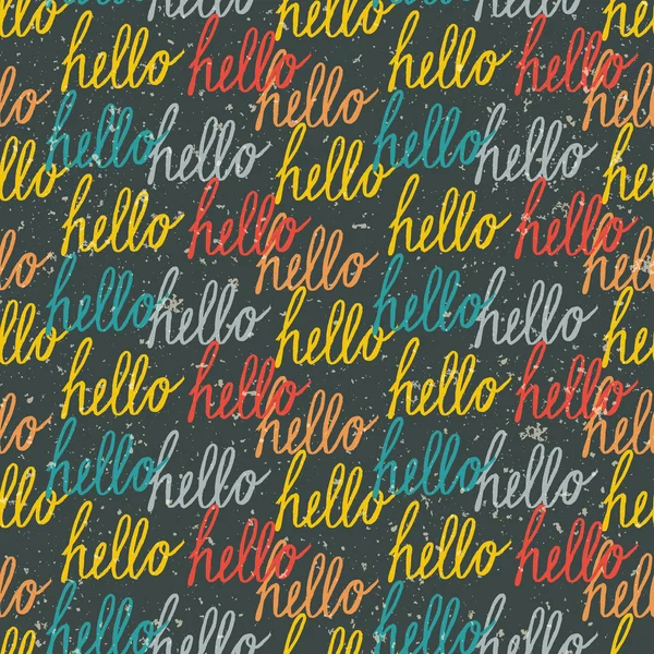 Seamless pattern with colorful vintage Hello lettering — Stock Vector