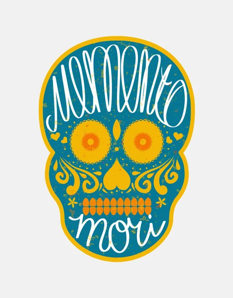 Mexikói cukor koponya "memento mori" (latin. De szem előtt tartva — Stock Vector