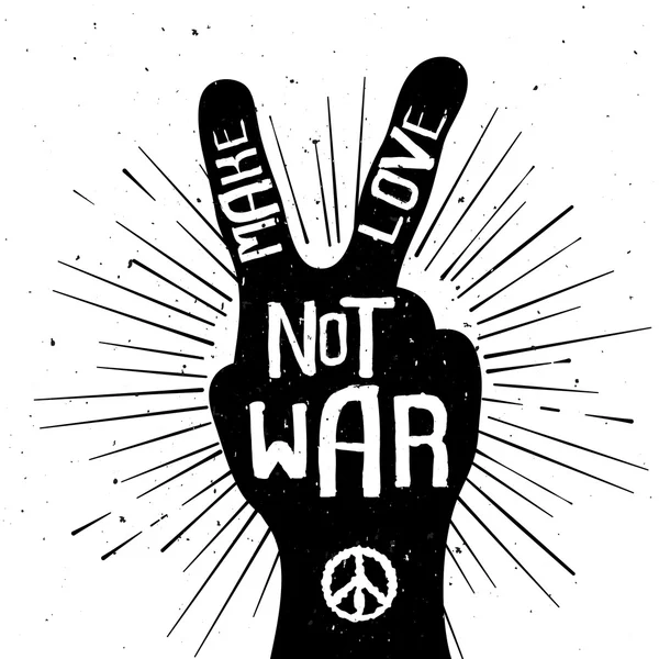 Grunge nödställda undertecknar siluett med Make Love Not War t — Stock vektor