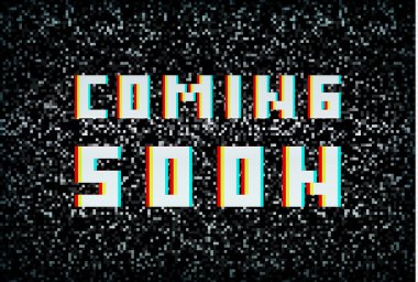 3D stereo Coming Soon metin etkisi gürültülü siyah beyaz Tv sc