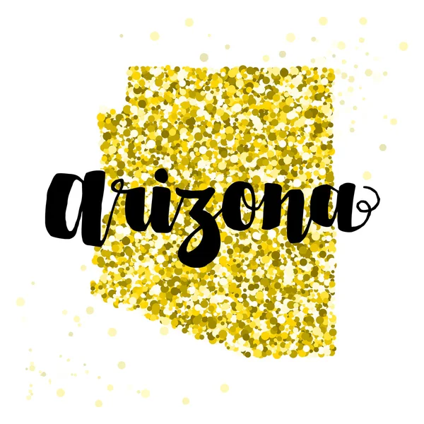 Ilustración de brillo dorado del estado de Arizona con modernos — Vector de stock