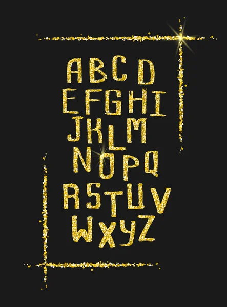 Goldenes Glitzeralphabet für Urlaubsdesigns — Stockvektor