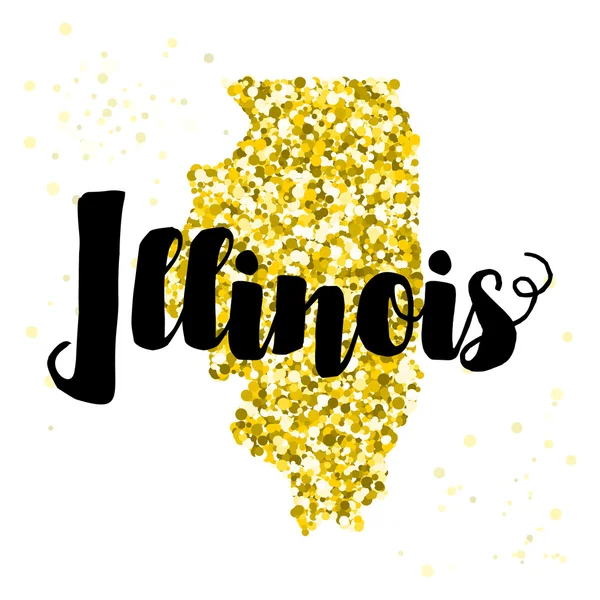 Ilustración de brillo dorado del estado de Illinois con modernos — Vector de stock