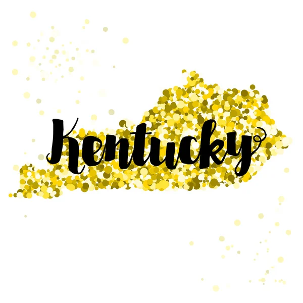 Illustrazione glitter dorato dello stato del Kentucky con moderno — Vettoriale Stock