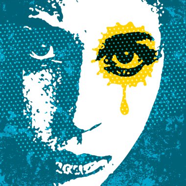 Grunge tarzı dijital pop sanat portre. Genç kadın portre zekâ