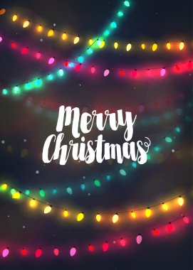 Renkli Noel ışıkları çelenk, tebrik kartı Merr'e ile rahat