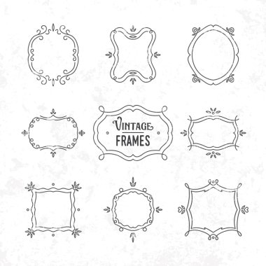 Farklı yönelimleri ve forma 9 şirin vintage çerçeve kümesi