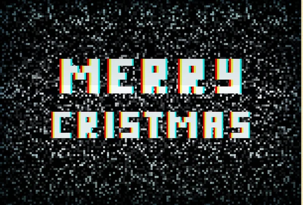 Merry Christmas karty, koncepcja technologii, typografia pikseli na nie — Wektor stockowy