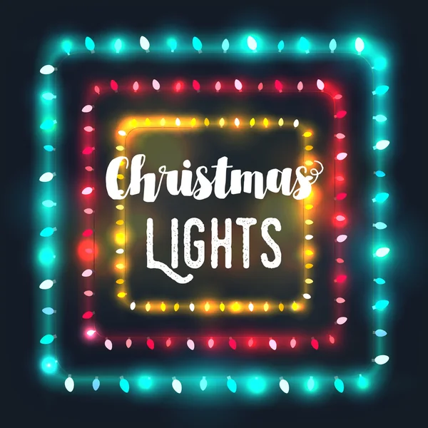 Three square Christmas light borders of different colors for hol — Stock Vector