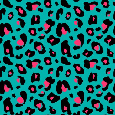 Renkli abartılı sorunsuz leopar desen siyah, yeşil bir