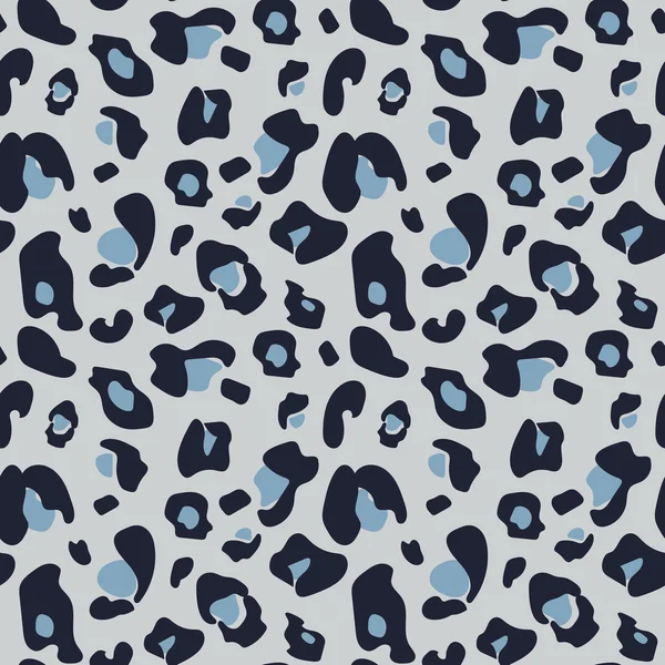 Patrón de leopardo inconsútil silenciado en tonos de azul silenciado — Vector de stock