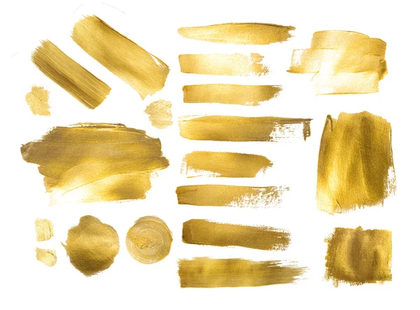 Collection of golden paint strokes to make a background for your — Stock Photo, Image