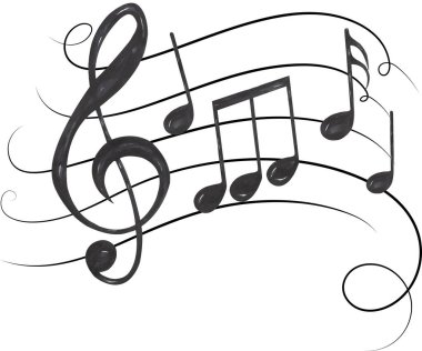 Müzik Notalarının suluboya çizimi. Grafik müzik ögesi düzenleme