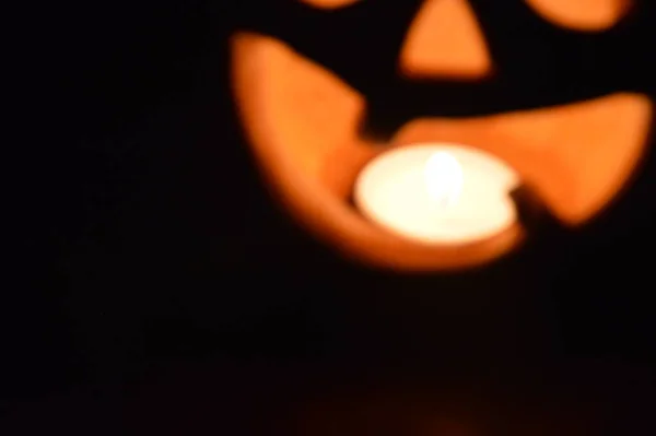 Upplyst Pumpa Format Ljus För Halloween Brinnande — Stockfoto