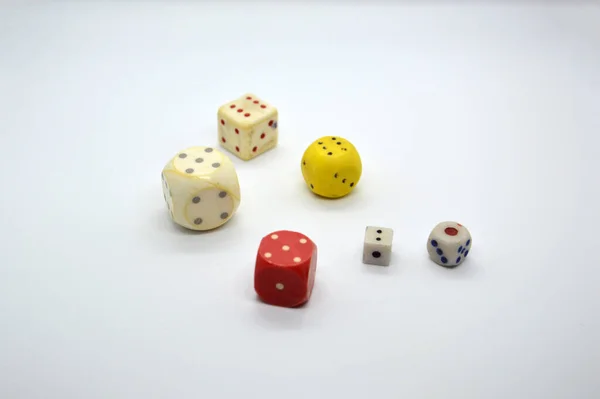 Kocka Különböző Játékok Egy Fehér Háttér — Stock Fotó