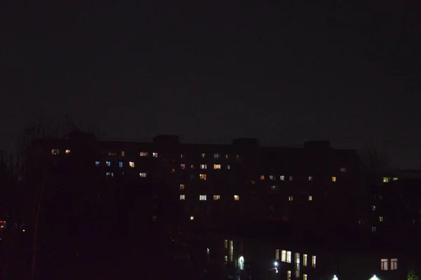 Night Shooting City Residential Buildings — Stock Photo, Image